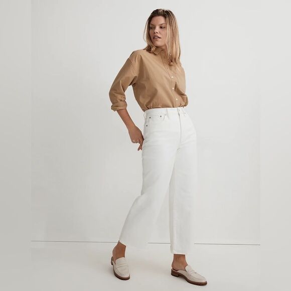 Madewell NWT Perfect Vintage Wide Leg Crop Jeans Size 30 High Rise in Tile White - Picture 3 of 10